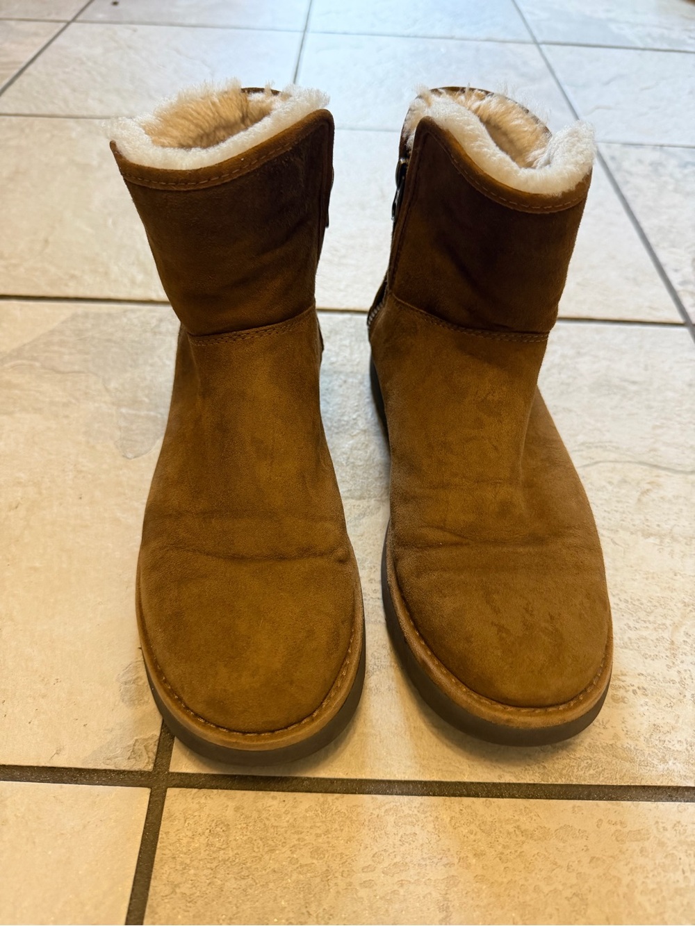 UGG Chestnut Suede Shearling-Lined Ankle Boots